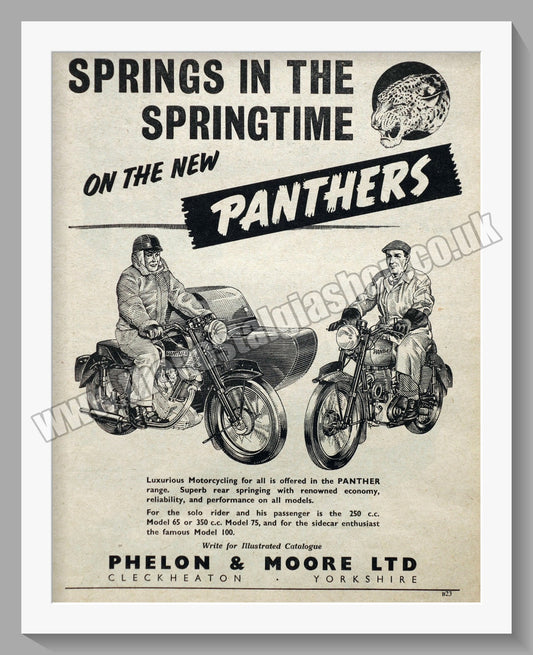 Panther Motorcycles Range. Original Advert 1954 (ref AD58363)