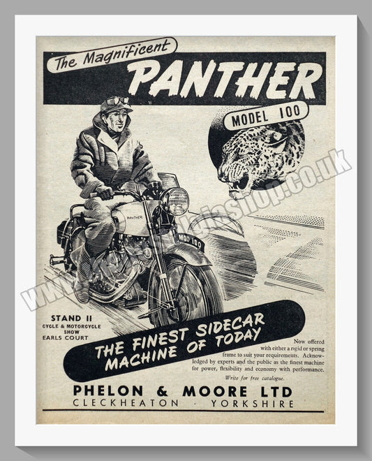 Panther Model 100 Motorcycle. Original Advert 1953 (ref AD358)