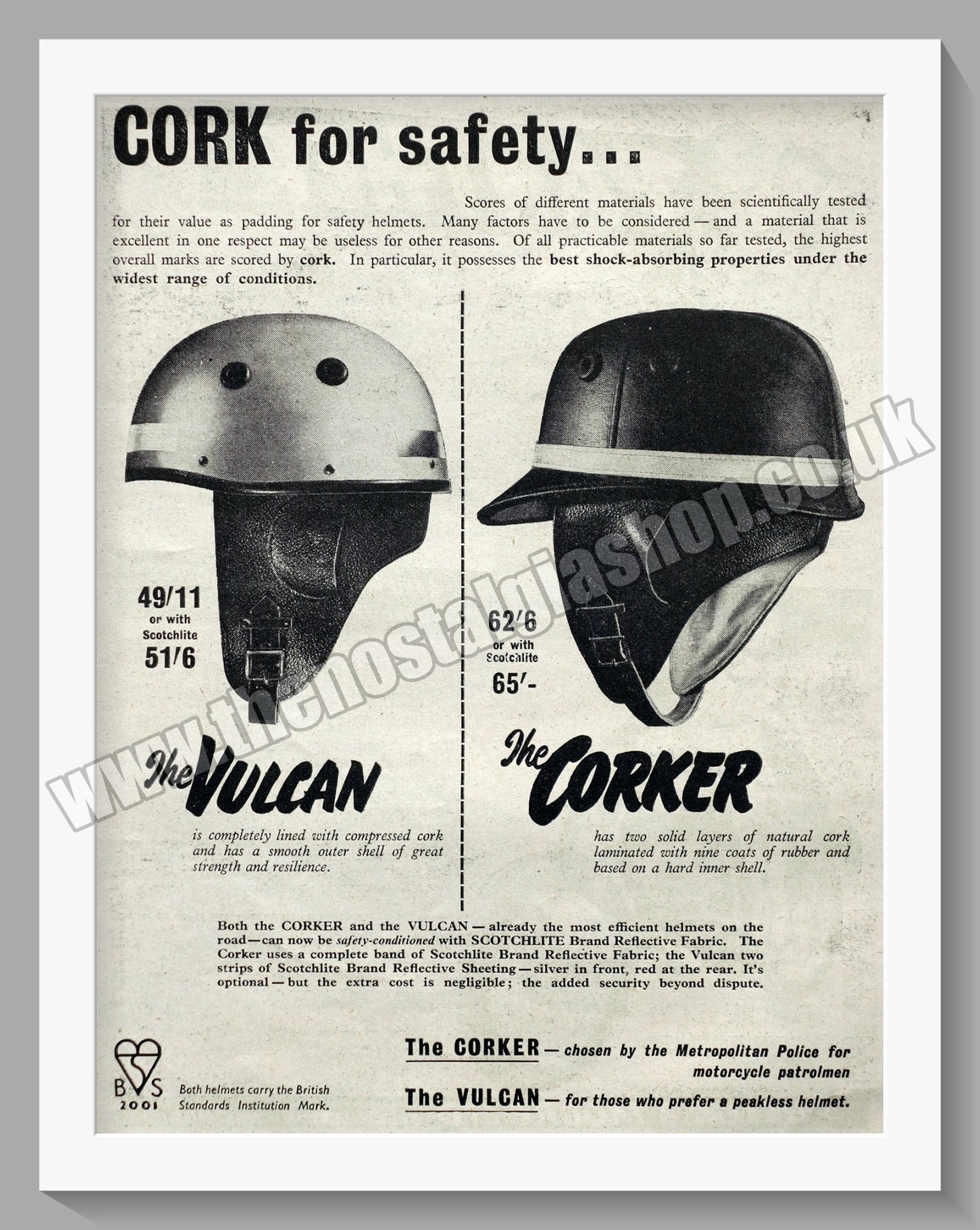 Corker Motorcycle Helmet. Original Advert 1955 (ref AD58371)