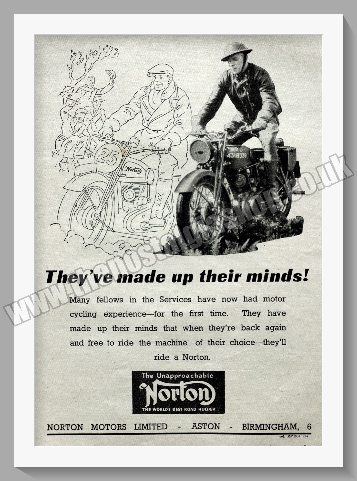 Norton Motorcycles, Wartime. Original Advert 1945  (ref AD58373)