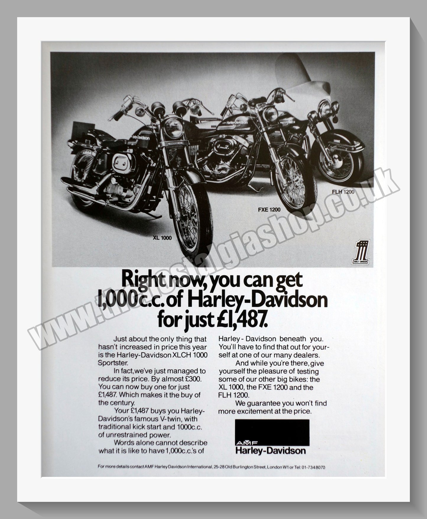 Harley Davidson Motorcycles. Original Advert 1976 (ref AD58404)
