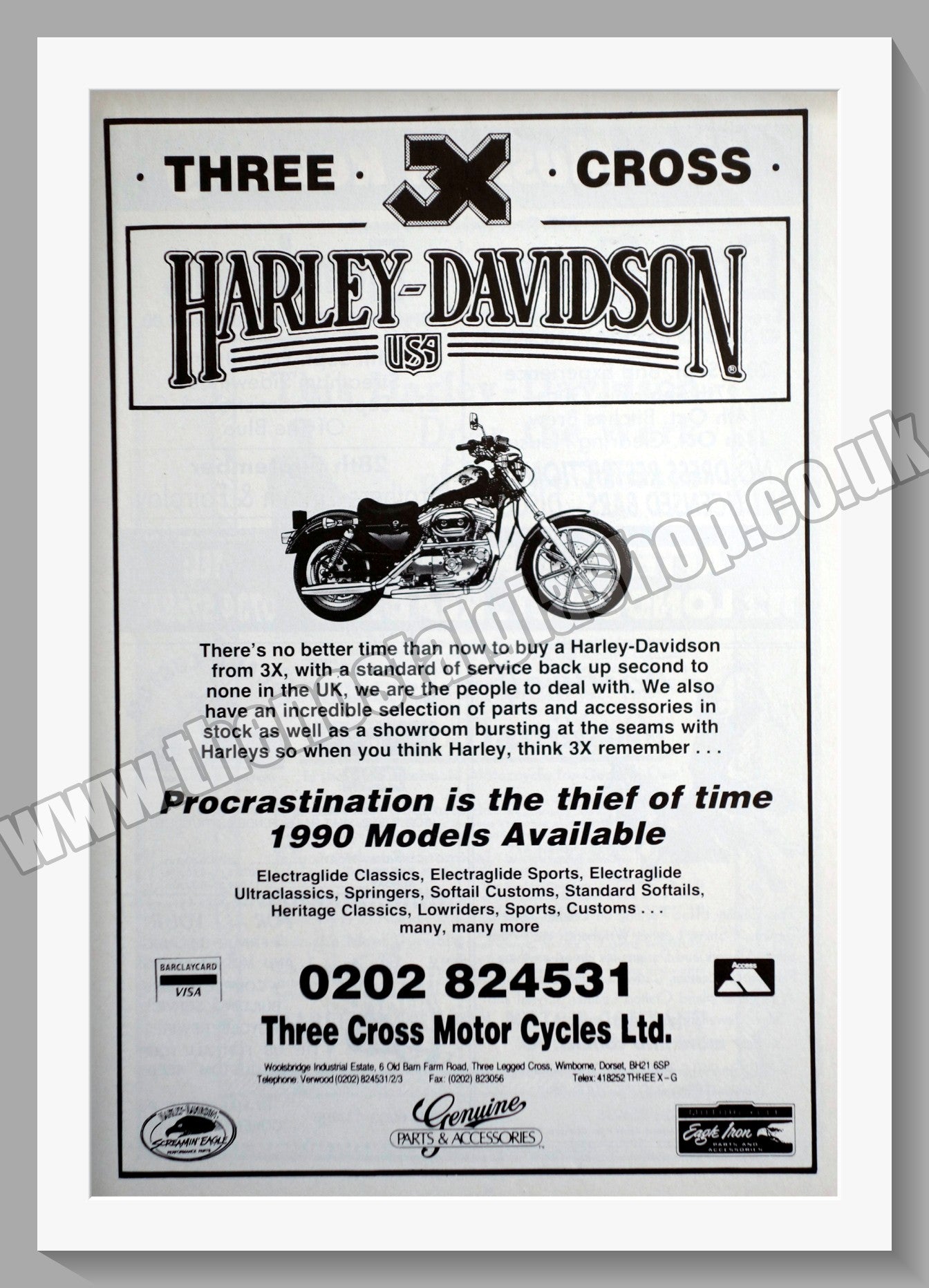 Harley Davidson Motorcycles. Original Advert 1990 (ref AD58405)