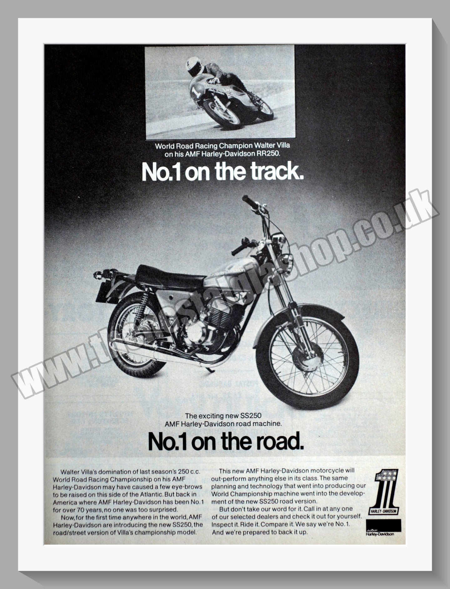 Harley Davidson SS 250 Motorcycle. Original Advert 1975 (ref AD58408)