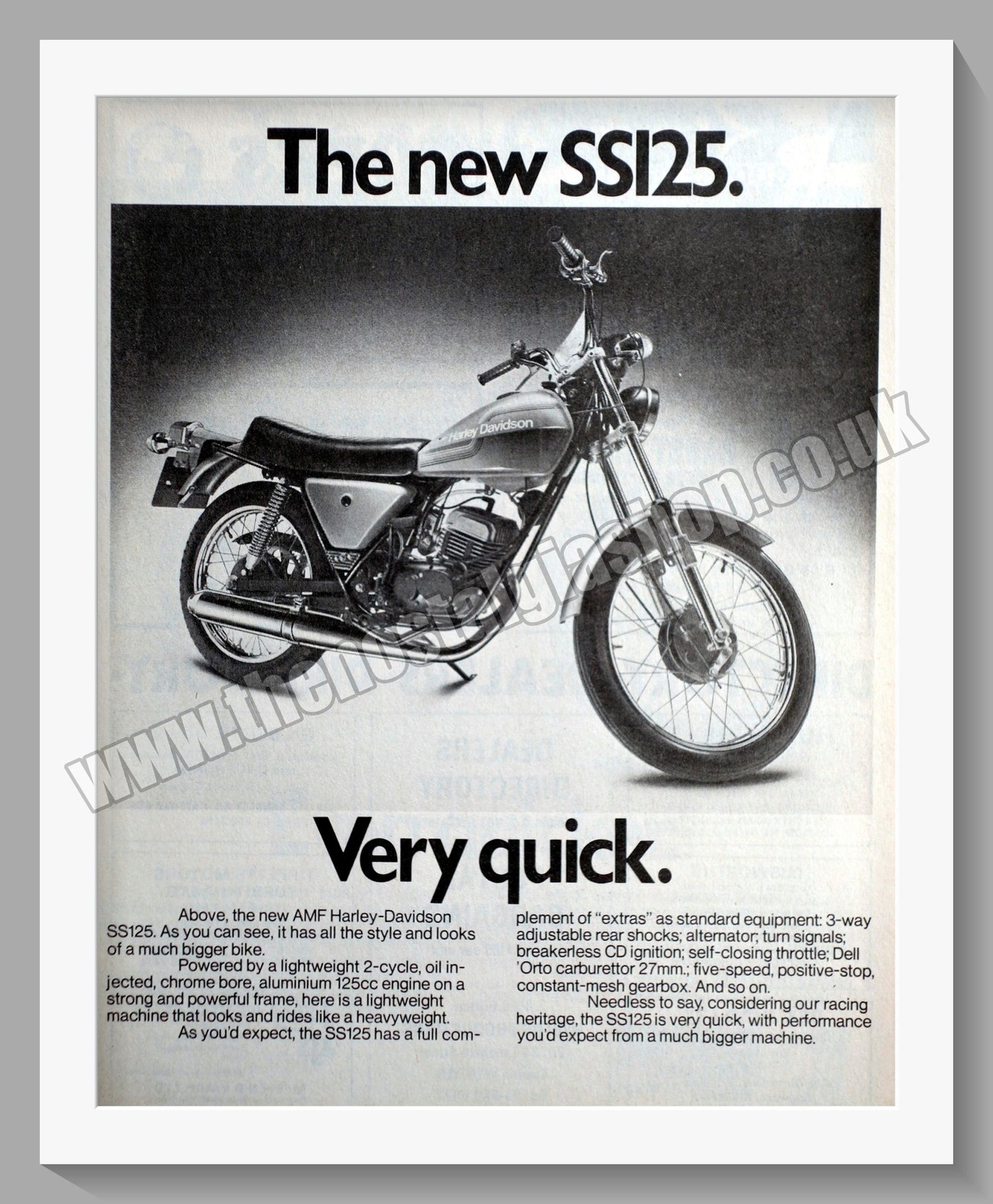 Harley Davidson SS125 & SS250 Motorcycles. Original Double Advert 1976 (ref AD58409)