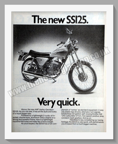 Harley Davidson SS125 & SS250 Motorcycles. Original Double Advert 1976 (ref AD58409)