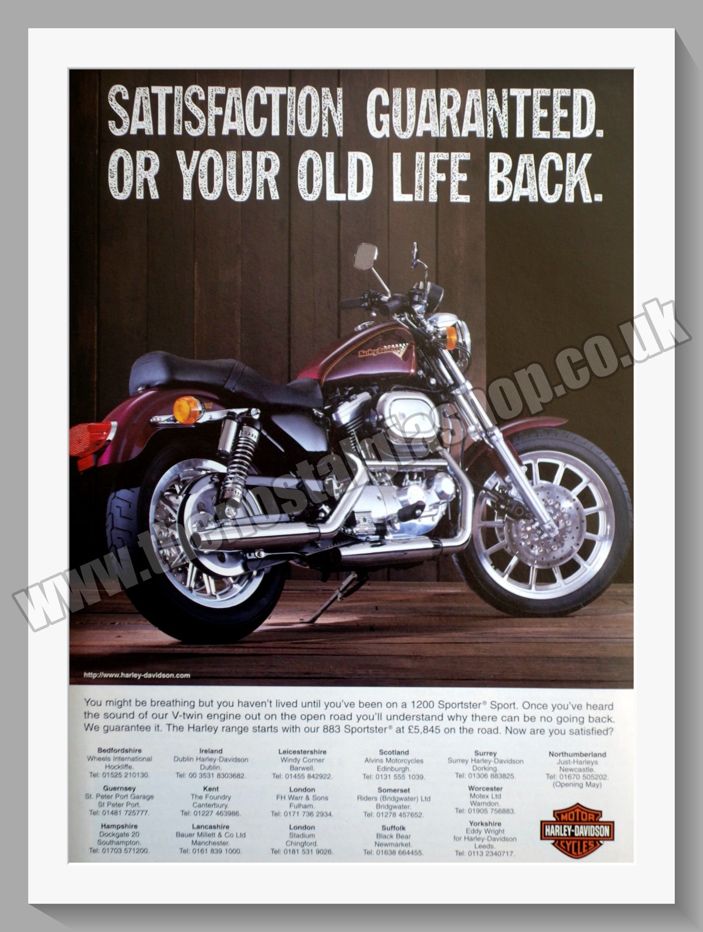 Harley Davidson 1200 Sportster Sport Motorcycle. Original Advert 1997 (ref AD58348)