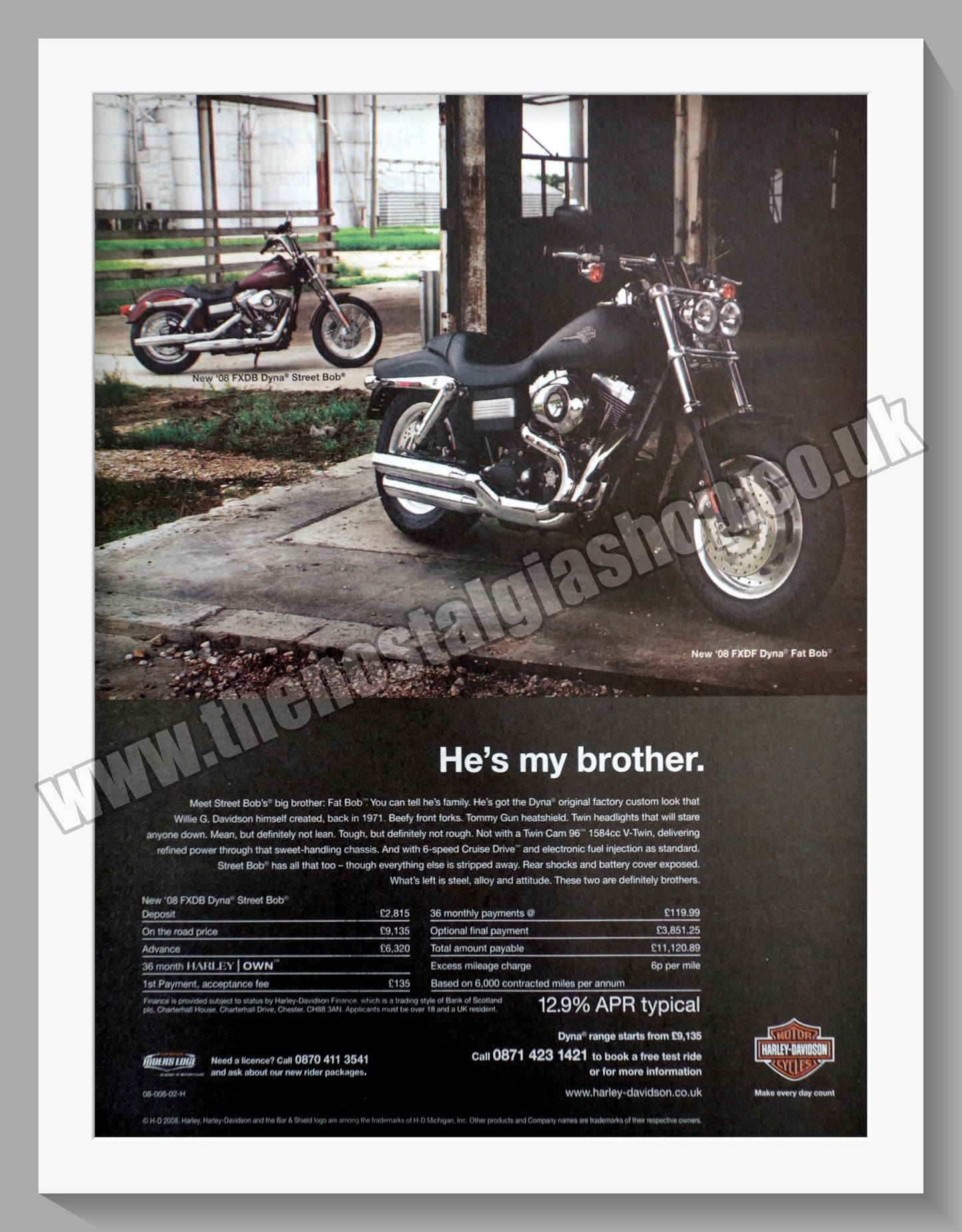 Harley Davidson FXDF Dyna Motorcycles. Original Advert 2008 (ref AD58456)