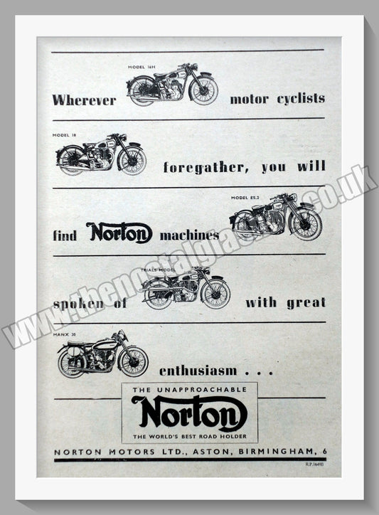 Norton Motorcycles. Original Advert 1947  (ref AD58463)