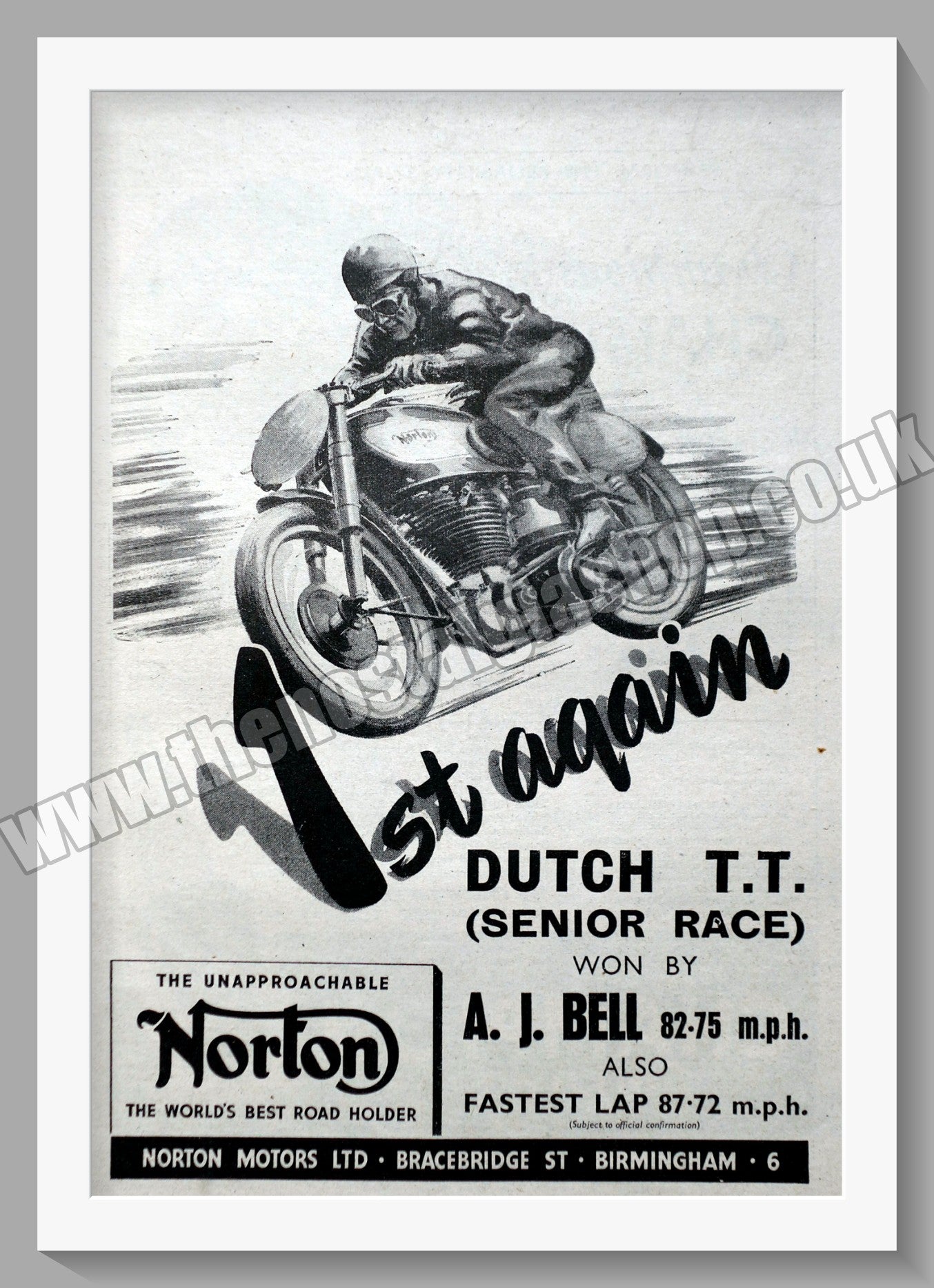 Norton Motorcycles Wins Dutch T.T. Original Advert 1948  (ref AD58467)
