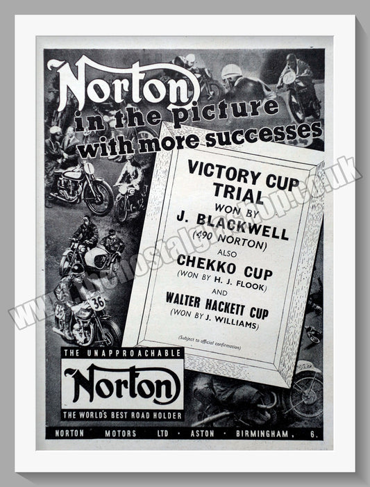 Norton Motorcycles Trails Victories. Original Advert 1948  (ref AD58472)