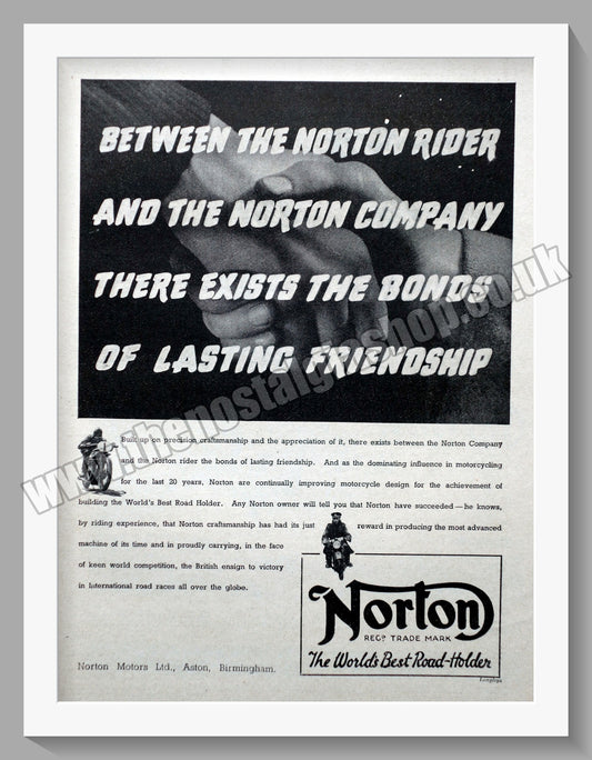 Norton Motorcycles. Original Advert 1940  (ref AD58488)