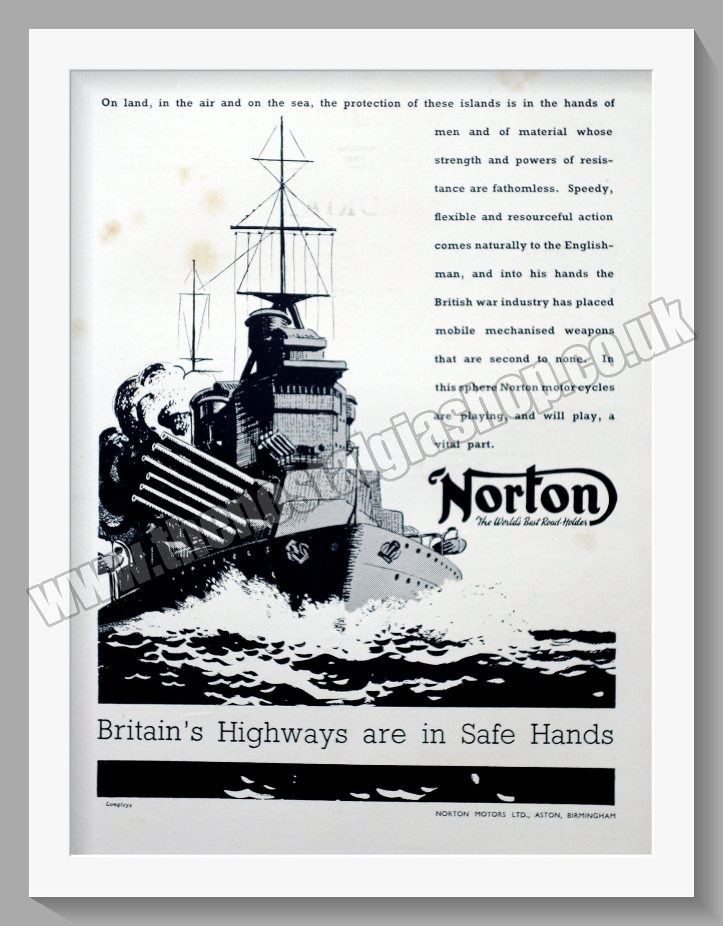 Norton Motorcycles. Original Advert 1940  (ref AD58489)