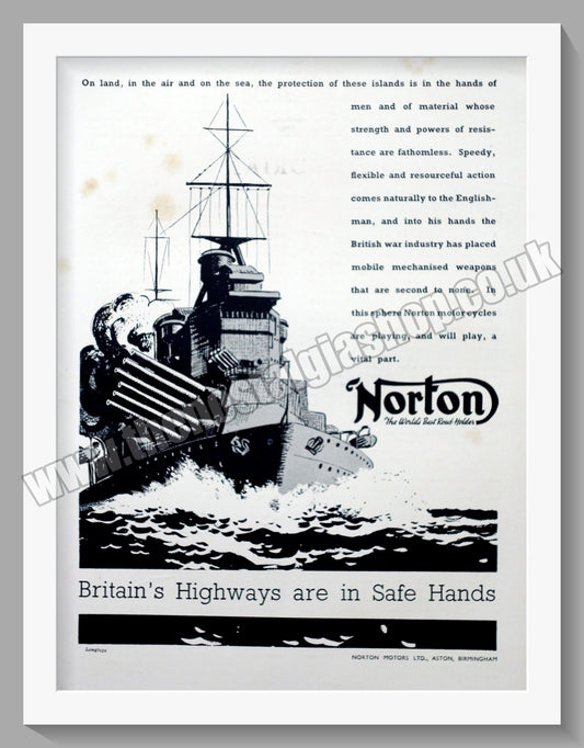 Norton Motorcycles. Original Advert 1940  (ref AD58489)