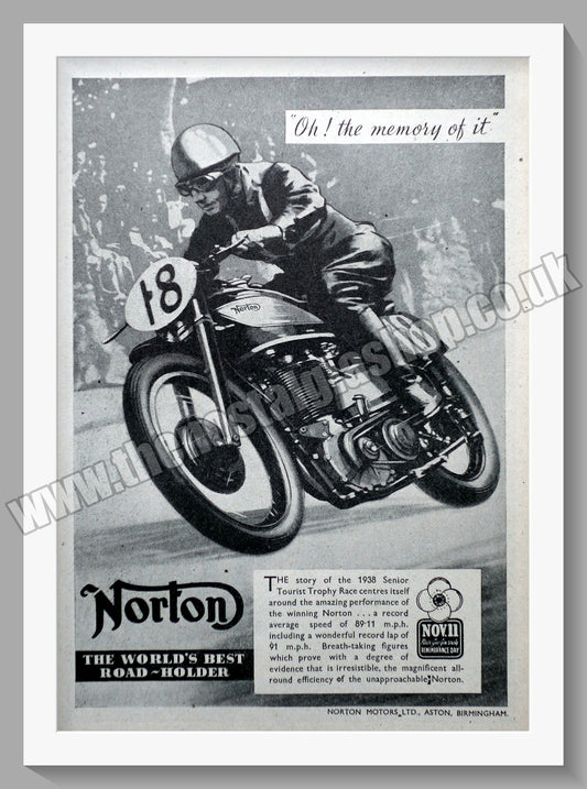 Norton Motorcycles. Road Racing. Original Advert 1942  (ref AD58491)