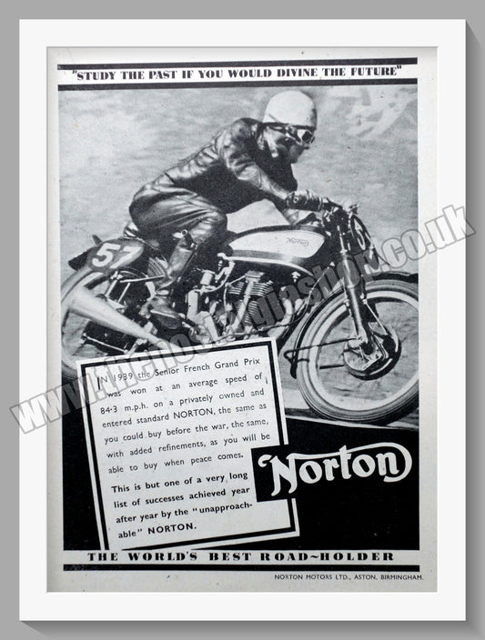 Norton Motorcycles. Road Racing. Original Advert 1942  (ref AD58492)