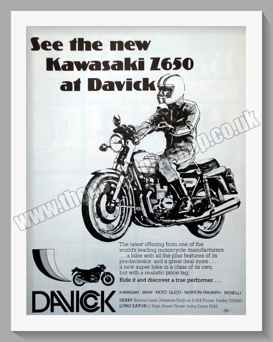 Kawasaki Z650 Motorcycle. 1976 Original Advert. (ref AD58547)
