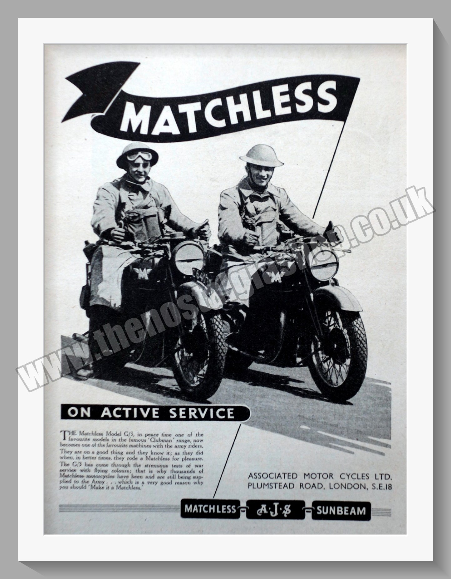 Matchless Motorcycles On Active Service. 1940 Original Advert. (ref AD58564)