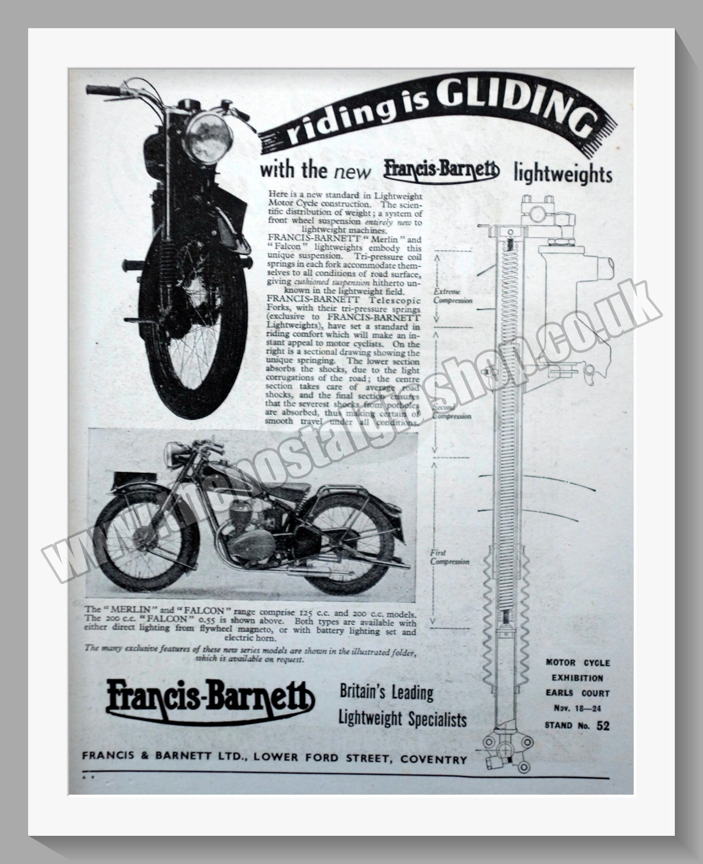 Francis-Barnett Lightweight Motorcycles. Original Advert 1948 (ref AD58578)