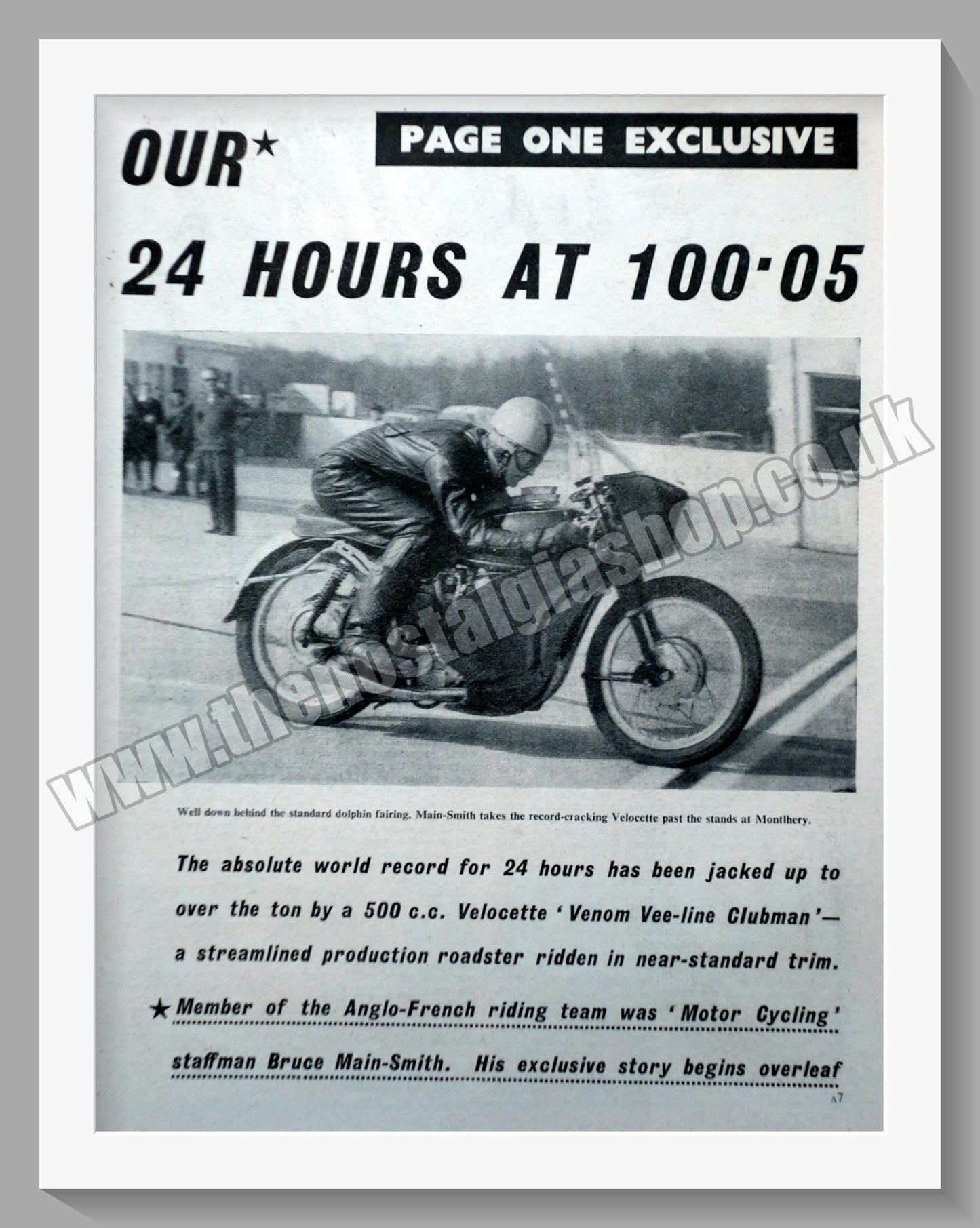 Velocette Motorcycles Speed and Endurance records. Original Advert 1961 (ref AD58591)