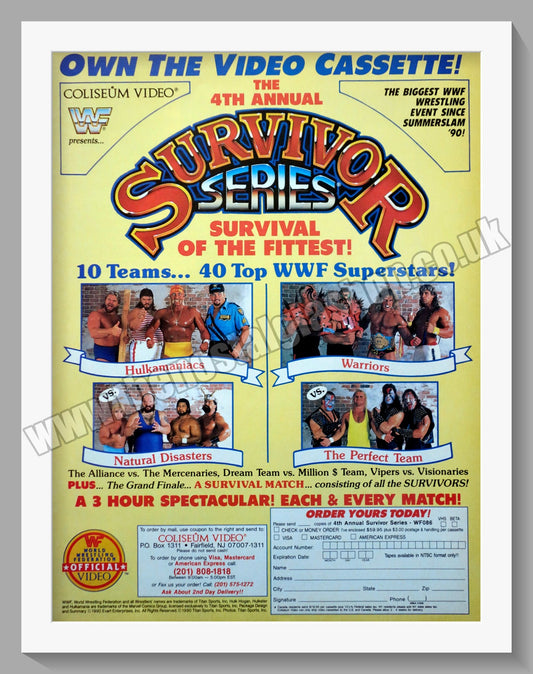 WWF Wrestling Survivor Series. Original Advert 1991 (ref AD58662)