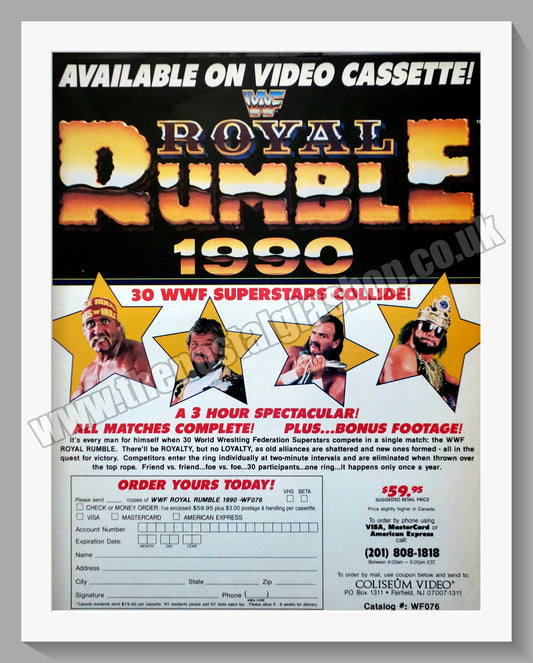 WWF Wrestling Royal Rumble. Original Advert 1990 (ref AD58664)