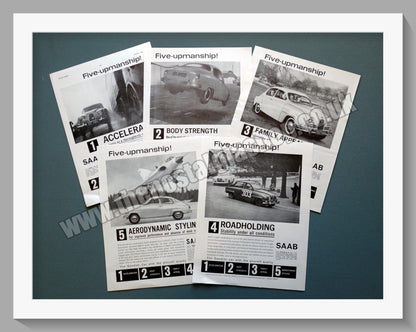 Saab. Five-Upmanship. Full Set of 5 Original Adverts 1962 (ref AD58587)