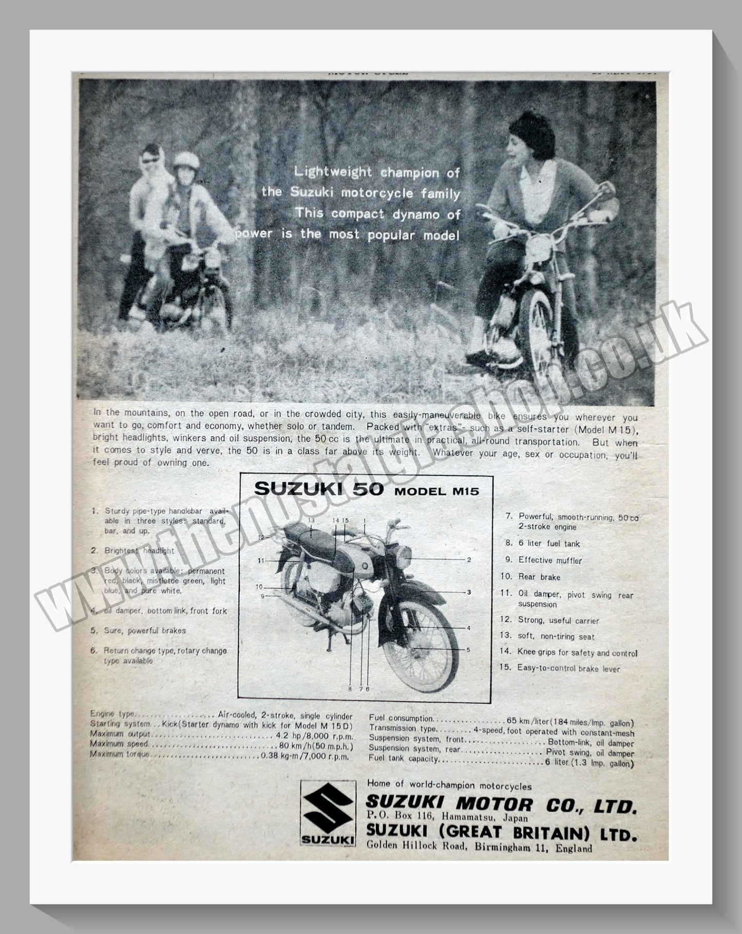 Suzuki 50 Motorcycle. Original advert 1964 (ref AD58676)