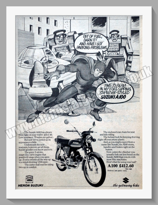 Suzuki A100 Motorcycle. Original advert 1979 (ref AD58754)