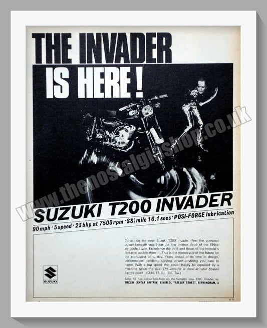 Suzuki T200 Invader Motorcycle. Original advert 1967 (ref AD58757)