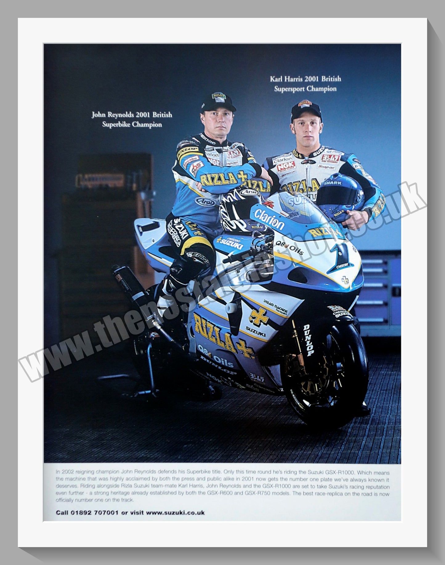 Suzuki Motorcycle Champions. John Reynolds & Karl Harris. Original advert 2002 (ref AD58783)