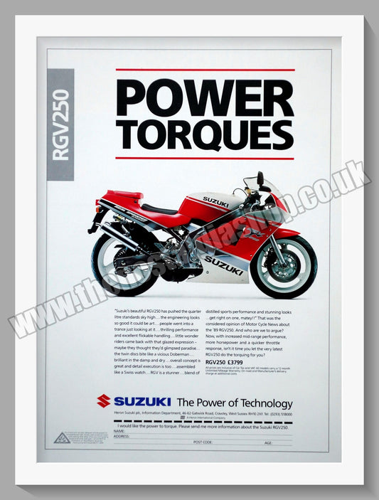 Suzuki RVG 250. Original advert 1990 (ref AD58800)