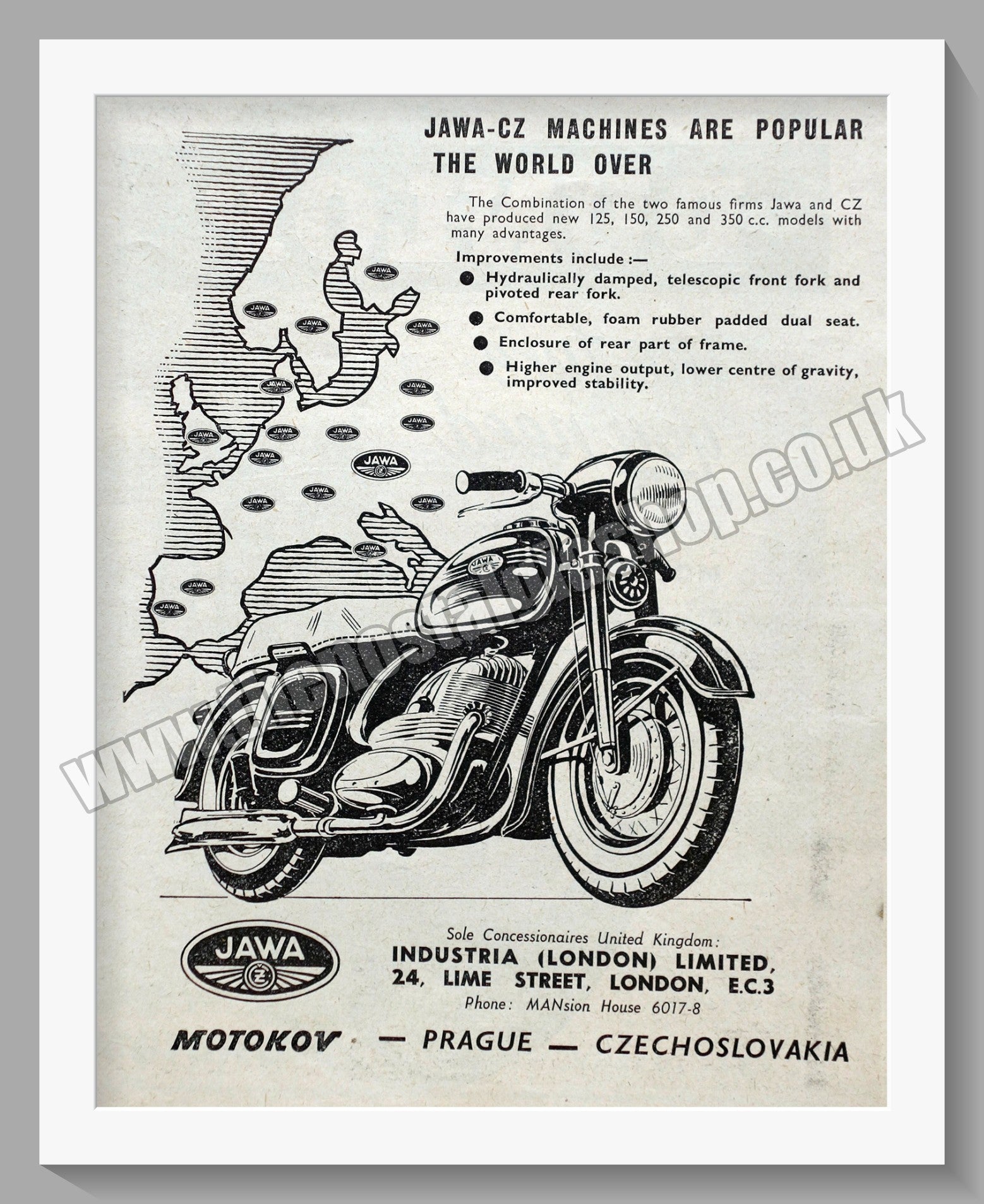 Jawa CZ Motorcycles for 1955. Original advert (ref AD58839) – The ...