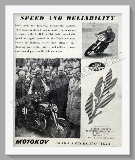 Jawa CZ Motorcycles for 1954. Original advert (ref AD58840)
