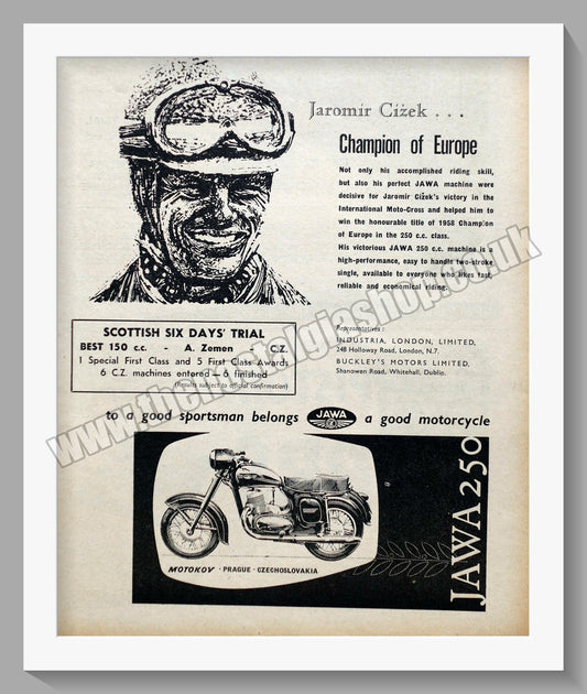Jawa CZ Motorcycles for 1959. Original advert (ref AD58841)