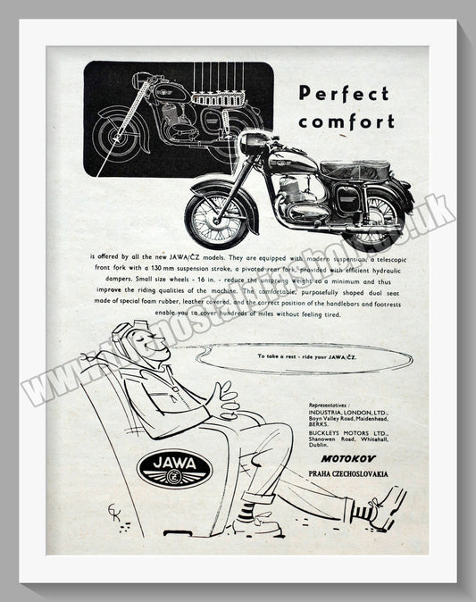 Jawa CZ Motorcycles for 1958. Original advert (ref AD58843)
