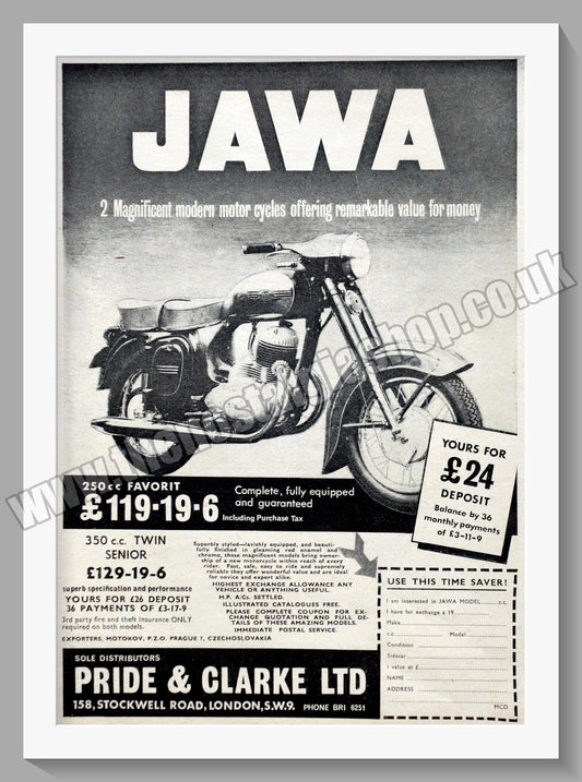 Jawa CZ Motorcycles for 1964. Original advert (ref AD58844)