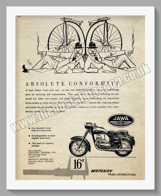Jawa CZ Motorcycles. 1958 Original advert (ref AD58911)