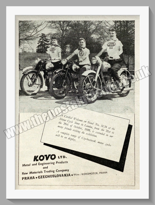Jawa CZ Motorcycles. 1949 Original advert (ref AD58915)