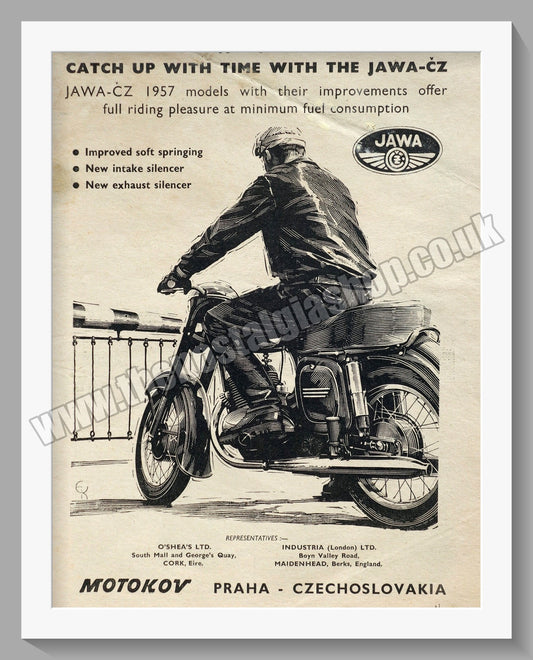 Jawa CZ Motorcycles. 1957 Original advert (ref AD58916)