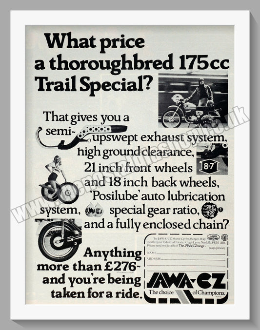 Jawa 175cc Trail Special CZ Motorcycles. 1976 Original advert (ref AD58923)