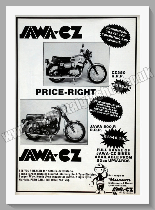 Jawa CZ350 & 500R Motorcycles. 1986 Original advert (ref AD58926)