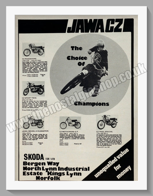 Jawa CZ Motorcycles. 1976 Original advert (ref AD58928)