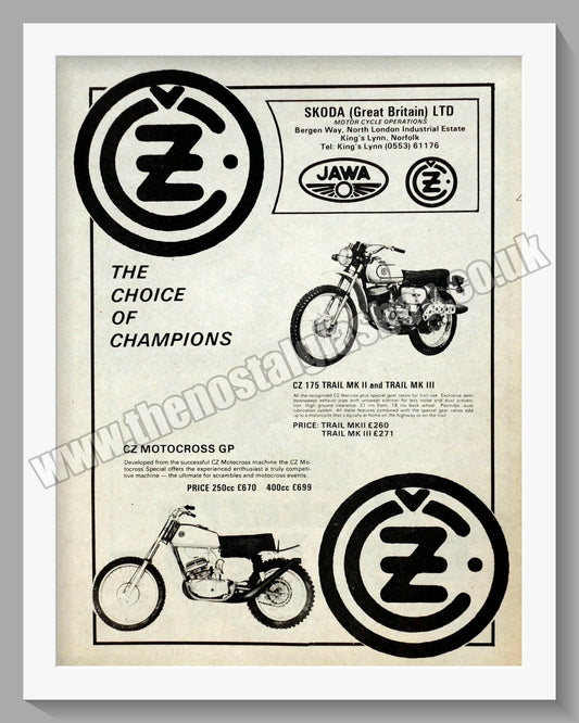 Jawa CZ Motorcycles. 1976 Original advert (ref AD58930)