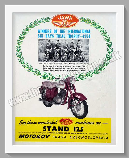 Jawa CZ Motorcycles. Six Day Trials Wins 1954 Original advert (ref AD58943)