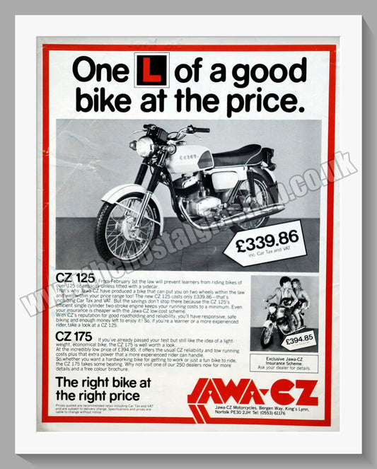 Jawa CZ125 & CZ175 Motorcycle. 1982 Original advert (ref AD58946)