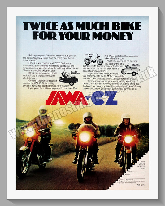Jawa CZ Motorcycles. 1978 Original advert (ref AD58948)