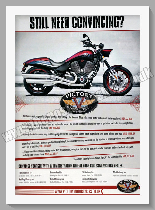 Victory Motorcycles Hammer S. Original Advert 2007 (ref AD58960)
