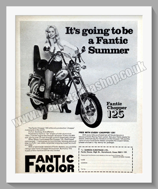 Fantic Chopper 125 Motorcycle. Original Advert 1977 (ref AD58986)
