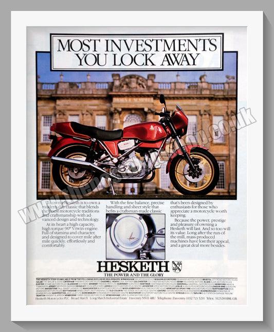 Hesketh Motorcycles. Original Advert 1982 (ref AD58988)