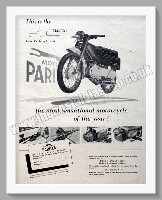 Parilla Zluggi Motorcycle. Original advert 1959 (ref AD60076)